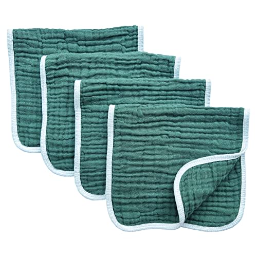 Muslin Burp Cloths Large 20 by 10 Inches 100% Cotton 6 Layers Extra Absorbent and Soft (Green)