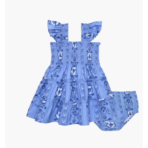 The Baby Ellie Nap Dress - Blue Arcadia Border - Hill House Home