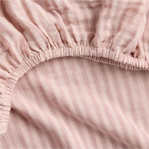 Supersoft Lilac Rose Striped 100% Organic Cotton Gauze Baby Crib Fitted Sheet