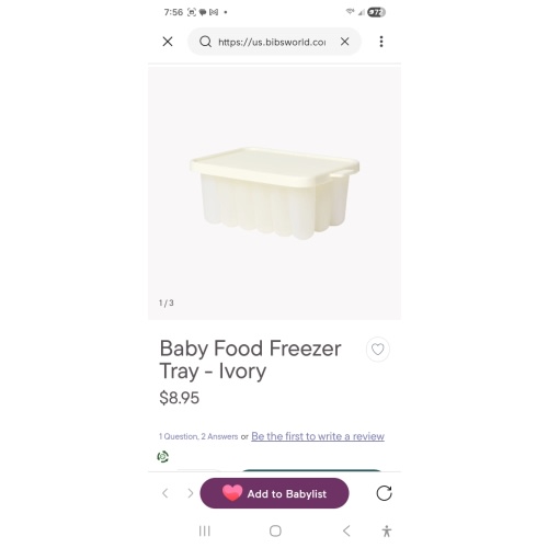 BIBS Ivory Baby Food Freezer Tray