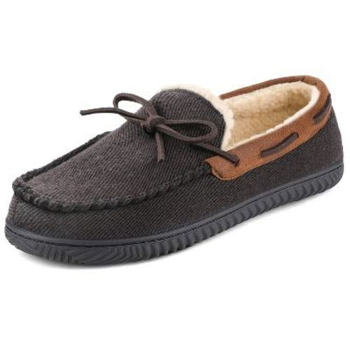 Men's Samuel Faux Shearling Lined Moccasin Slipper, Size 10 US Men, Coffee