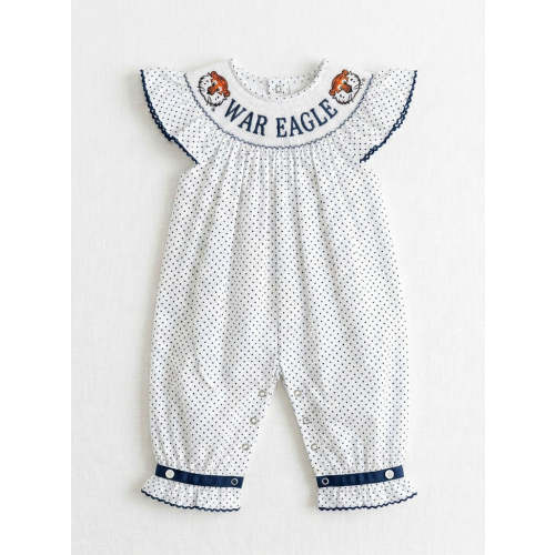 Officially Licensed War Eagle Wardrobe Auburn Girls Romper - ETA AUGUS – Sweet Peach Smocks, LLC.