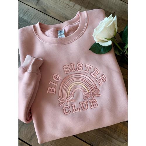 Big Sister Club Embroidered Sweatshirt, Cute Bow & Stars Sibling Shirt, New Baby Announcement Gift, Birthday Gift Kid, Baby Shower gift