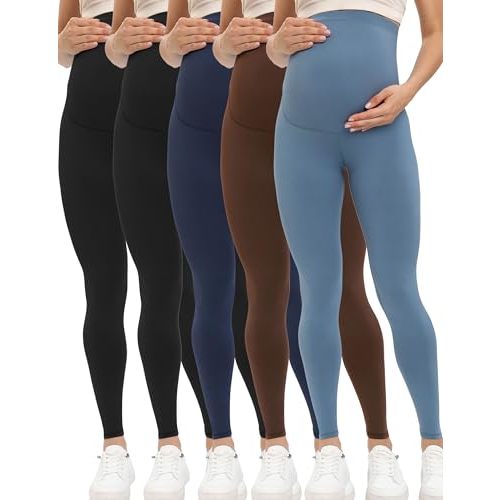 Buttergene 5 Pack Women's Creamlush Maternity Leggings Maternity Yoga Pants Pregnancy Leggings Maternity Clothes