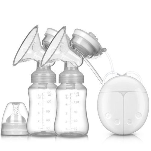 Swtroom Electric Intelligent Breast Pump, BPA-Free USB Dual Breast Pump Safety Comfortable and Lightweight Automatic Massage Postpartum Breast Pump, 150ml Milk Storage Bottle with Lid and Nipple