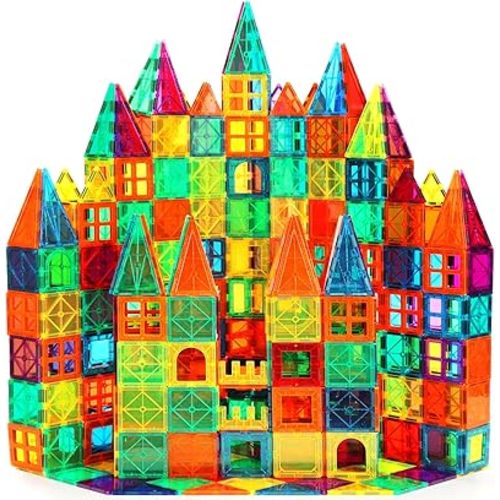 Magnetic Tiles, 110PCS Magnet Building Set, Magnetic Building Blocks,Construction STEM Learning and Playing Toys for Kids, Montessori Toy for Preschool Boys Girls Toddlers Classroom Must-Haves
