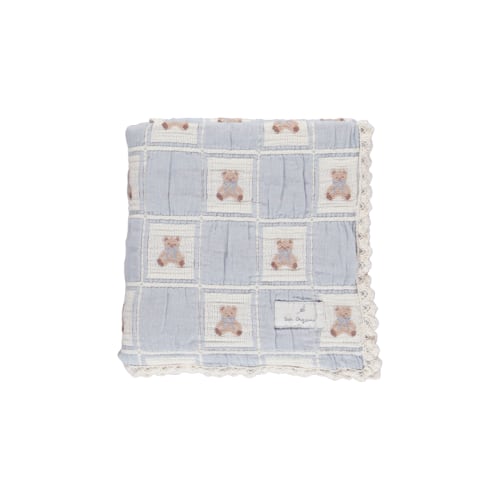 Bebe Organic Teddy Bear Blue Baby Blanket – blue daisy