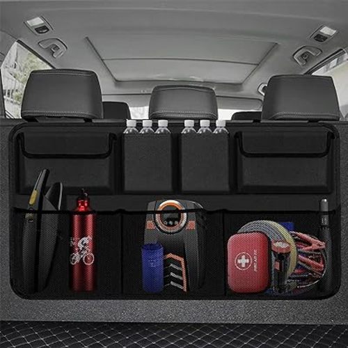 Car Trunk Organizer and Storage, Backseat Hanging Organizer for SUV, Truck, MPV,Van Collapsible Cargo Storage Bag with 7 Pockets, Car Interior Accessories for Men and Women