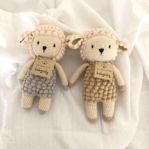 Handmade Toy Lamb Doll 10.2" - Amigurumi Lamb Doll - Sheep Doll, GOTS Certified 100% Organic Cotton, Ethically Handmade with organic cotton
