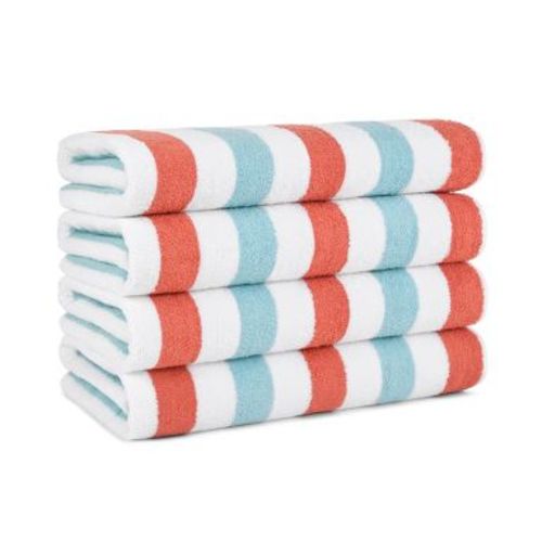 Arkwright Oversized Beach Towels (30x70, 4-Pack), Soft Ringspun Cotton Cabo Cabana Striped Beach Towel, Pool Towel, Bath Towel - Orange/Blue