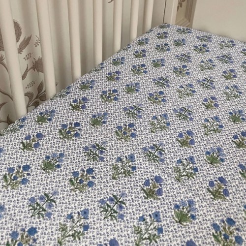 The Crib Sheet - Blue Block Print - Hill House Home