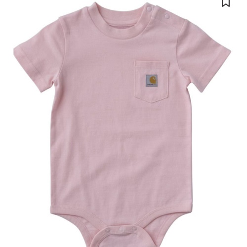 Carhartt Infant Girls' Solid Logo Short Sleeve Snap Onesie