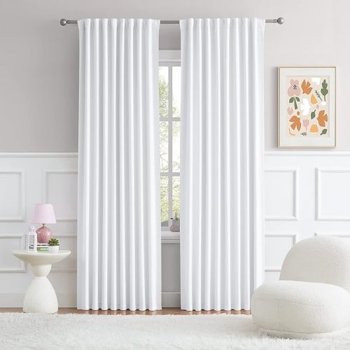 Back Tab and Rod Pocket Muted Pink Curtains for Girls Bedroom Decor Baby Pink - Room Darkening Thermal Insulated for Living Room 52 x 84 Inches Long Set of 2 Panels