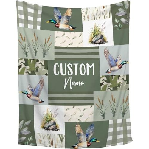 Personalized Baby Mallard Duck Blanket,Custom Baby Blanket with Name