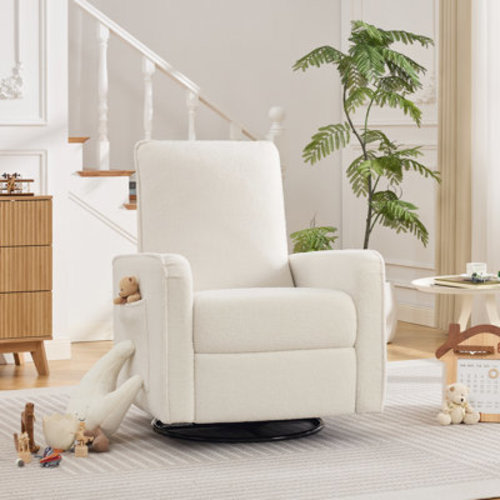 Latitude Run® Manual Upholstered Swivel Reclining Glider with Side Pocket | Wayfair