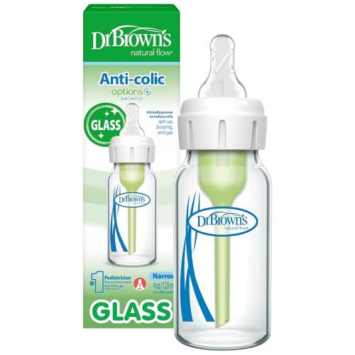 Dr. Brown's Anti-Colic Options+ Narrow Glass Baby Bottle, 4 oz, 1-Pack