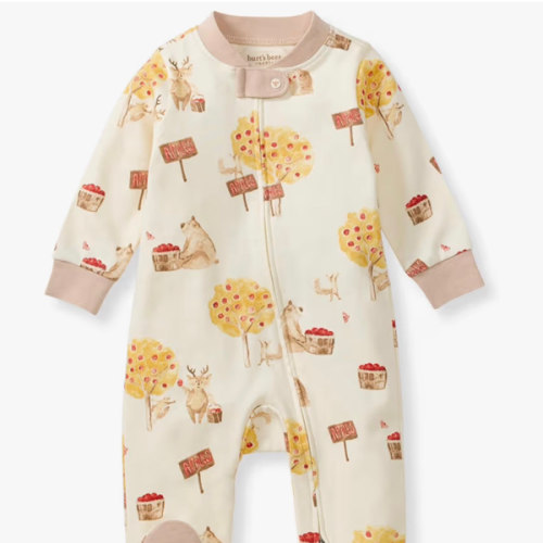 Burt's Bees Baby Boys Sleep and Play PJs, 100% Organic Cotton One-Piece Zip Front Romper Jumpsuit Pajamas