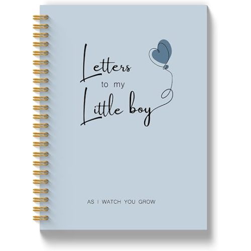 Boy Mom Gifts, Letter to My Little Boy Journal, Pregnancy Baby Journals for First Time Moms, Baby Boy Shower Gifts Spiral Notebook 5.5x8.3 Inch