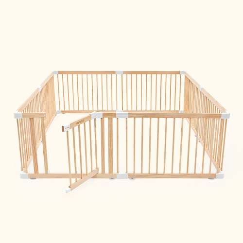 57x57x24in HARPPA Grovi Wooden Baby Gate Playpen | Non-Toxic Foldable DIY Adjustable Play Yard – Natural Finish Baby Fence
