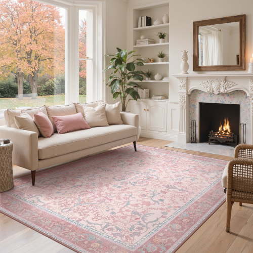 KUETH 5X7 Area Rugs Machine Washable Rugs for Living Room, Non Slip Throw Rug with Rubber Backing, Rug for Entryway、Bedroom、Kitchen、Floor and Dining Room