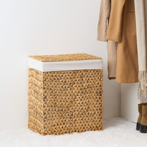 Bayou Breeze Ludmilla Round Tall Water Hyacinth Woven Wicker Laundry Hamper & Reviews | Wayfair