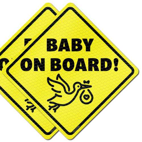 Reflective Baby On Board Car Magnet - 2 Pack Safety Signs