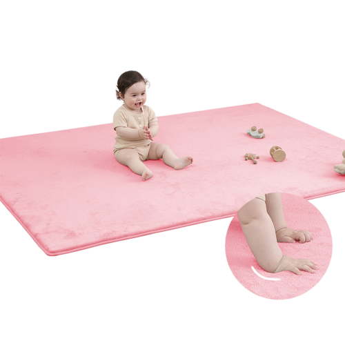 Baby Play Mat, 1.2"Thick Memory Foam Area Rug, Soft Coral Velvet Baby Crawling Mat with Non-Slip Backing, tummy time mat, tatami Padded Carpet, Baby Nursery Rug for Toddlers 50inx50in