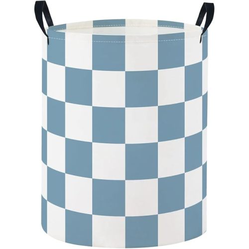 Baby Laundry Basket Baby Nursery Hamper Kids Laundry Basket Toy Storage Bin for Boys Room Decor Gift Baskets for Bedroom Bathroom(Blue Checkered)