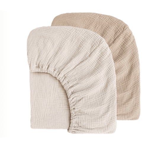 MairMore Muslin Crib Sheets for Baby Girls and Boys, Neutral Fitted Baby Bed Sheets for Standard Crib & Toddler Mattress - Soft and Breathable - 52"x28" (Ash & Ivory)
