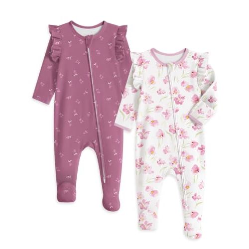 Yoofoss Baby Sleepers Baby Girl Clothes 100% Organic Cotton Pajamas for Newborn 0-3 3-6 6-9 Months Sleep and Play Pjs