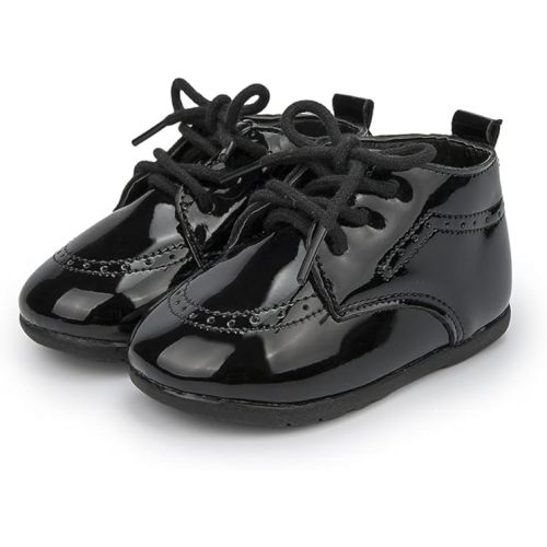 Meckior Infant Baby Boys Girls Classic PU Leather Wedding Loafers Brogue Toddler Oxford Dress Shoes First Steps Walking Flat Lazy Crib Shoe