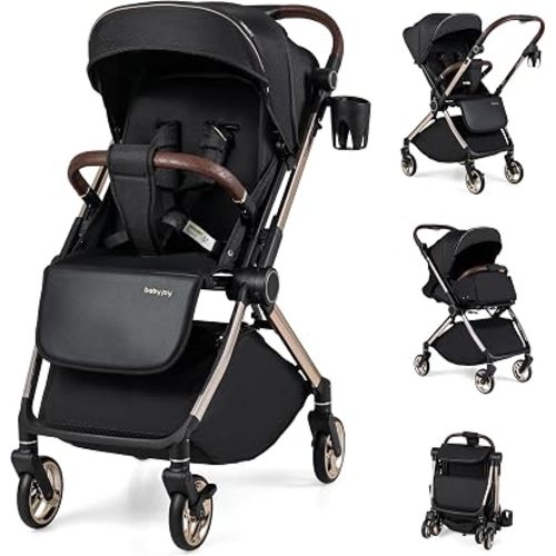 BABY JOY Baby Stroller with Reversible Handle & Easy One-Hand Fold