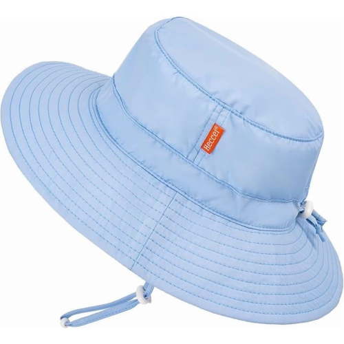 HECCEl Baby Sun Hat with Wide Brim- UPF 50+ Windproof Sunscreen DryShade PackNest Outdoor Beach Hat for 6-24 Months, Blue