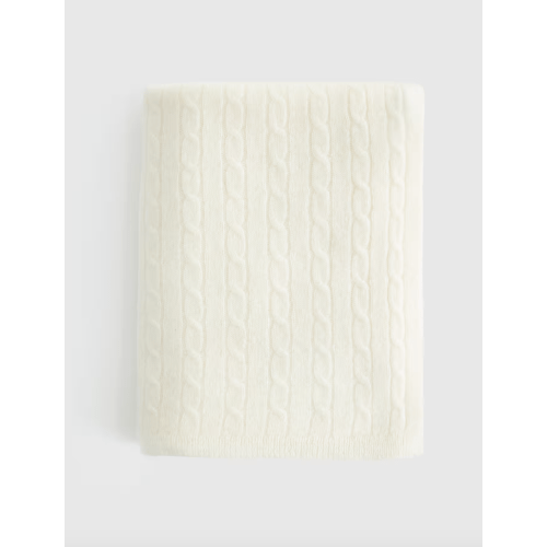 Luxe Cable Knit Cashmere Baby Blanket in Ivory
