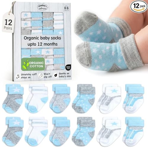 Organic Cotton Blend 12 Socks Baby Infant 0-6 M Shower Registry
