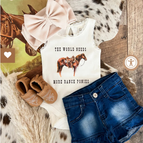 World Needs More Ranch Ponies l LACE Tank Onesie (little kid)(white) – theFRINGEDpineapple