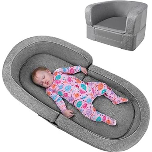 RONBEI Toddler Travel Bed, 2-in-1 Kids Travel Beds Sofa Chair, Foldable Portable Toddler Bed