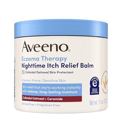 Aveeno Eczema Therapy Nighttime Itch Relief Balm, Colloidal Oatmeal Formula Instantly Soothes Itchy, Eczema-Prone Skin, Moisturizing Balm for Sensitive Skin, Steroid- & Fragrance-Free, 11 oz