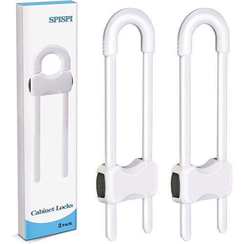 Baby Proofing Cabinets,Cabinet Locks for Babies,U-Shaped Child Locks for Cabinets, Child Proof Cabinet Latches,Child Safety Cabinet Locks with Adjustable by SPISPI (Pack of 2)