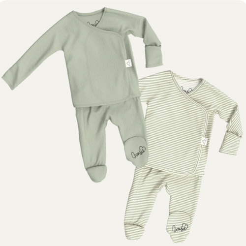 Baby Bundle Footie - Avocado + Mint Twist – Bonsie Skin to Skin Babywear