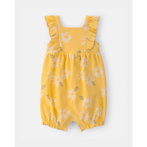 18m Baby Girl Floral Flutter Sleeve Romper - Yellow | Carter's