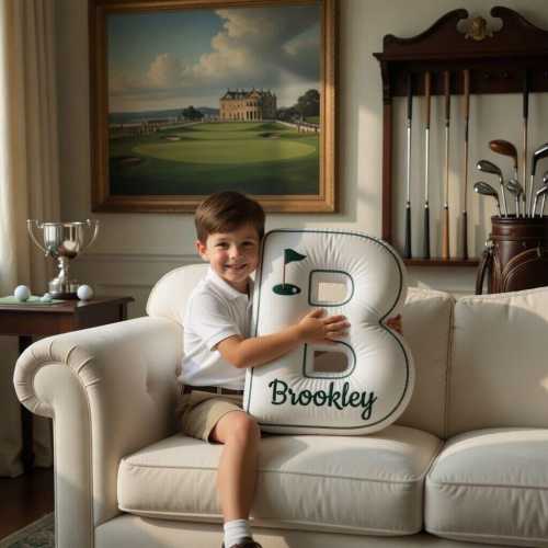 Personalized Golf Alphabet Letter Pillow, Custom Name Initial Cushion, Golf Nursery Decor, Sports Baby Gift, Monogram Pillow