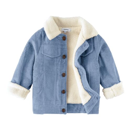 Volunboy Baby Boy Corduroy Jacket Toddler Fleece Winter Coat Kid Sherpa Lined Button Down Warm Outwear