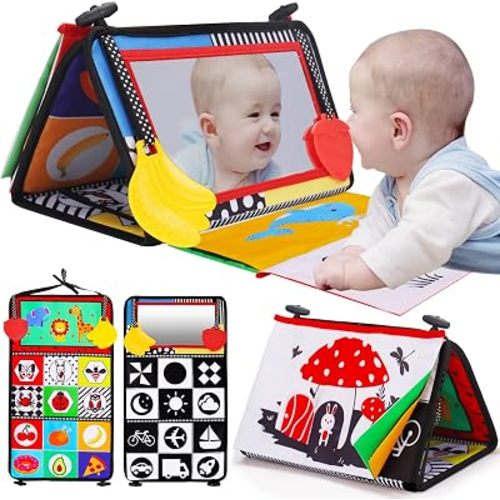 Tummy Time Mirror High Contrast Baby Toys for Newborn 0-6 Months