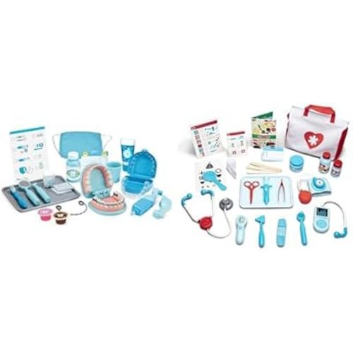 Melissa & Doug Medical Play Bundle - 25-Piece Super Smile Dentist Kit with Oversized Teeth & 25-Piece Get Well Doctor Kit with Medical Tools, Kids Pretend Play Sets Ages 3+