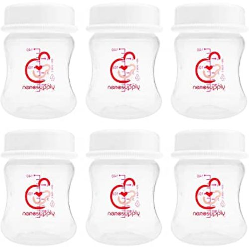 Nenesupply 4.7oz Wide Neck Breast Pump Bottles Use as for Pumping with Spectra S1 S2 Pumps. Pump. Breastmilk Storage and Collection (Pack of 6)
