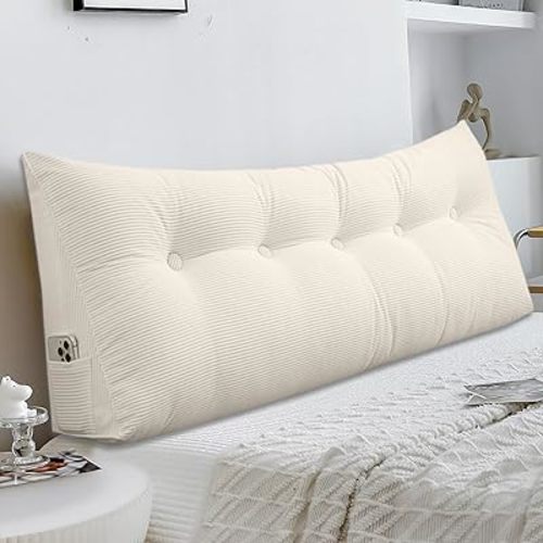 Wedge Pillow Headboard Triangular Bed Wedge Pillow for Headboard, Headboard Pillow Reading Pillow for Daybeds and Bunk Beds with Removable Velvet Cover