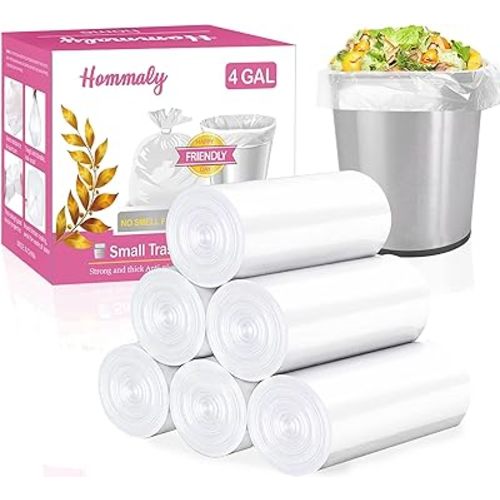 4 Gallon 180pcs Small Clear Trash Bags Strong Clear Garbage Bags, Bathroom Trash Can Bin Liners, Plastic Bags for Office, Waste Basket Liner, Fit 12-15 Liter, 3.5,4,4.5 Gal(Clear 180)