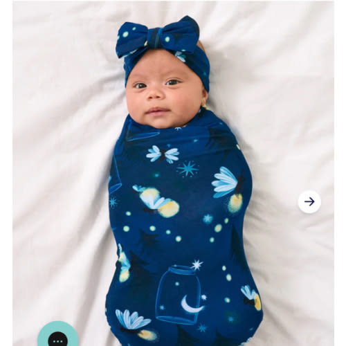 Firefly Glow Swaddle & Luxe Bow Headband Set | Little Sleepies