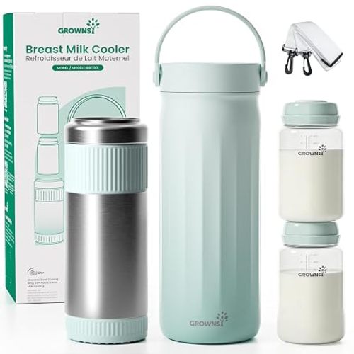 Grownsy 22oz Portable Breast Milk Cooler with 2 Bottles for Work & Travel